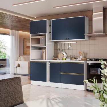 Imagem de Armário De Cozinha Compacta 100% Mdf 205cm Branco/azul Profundo Celeste Kappesberg