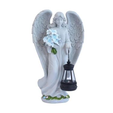 Imagem de RNXRZANK Estátua de Anjo Movida a Energia Solar para Jardins com Esculturas Iluminadas, Estatuetas de para Paisagismo, de Pé, Tamanho real