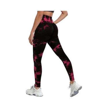 Imagem de Calças De Yoga Femininas De Cintura Alta Sem Costura Com Estampa Tie-d