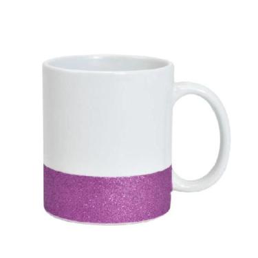 Imagem de Caneca branca com Glitter lilás - 325ml - DEKO