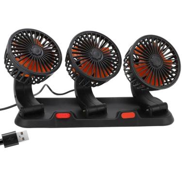 Imagem de Ventilador Triplo Usb Carro Automotivo Mesa Escritorio Escrivaninha Silencioso 2 Velocidades Multiuso Verao Sol Calor