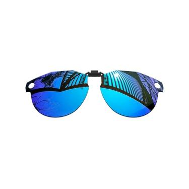 Imagem de MYCOURAG Lentes polarizadas Flip-Up para óculos de sol Oakley Meta HSTN OW8002 51 mm armação de óculos de sol com proteção UV – Azul gelo espelhado revestido polarizado