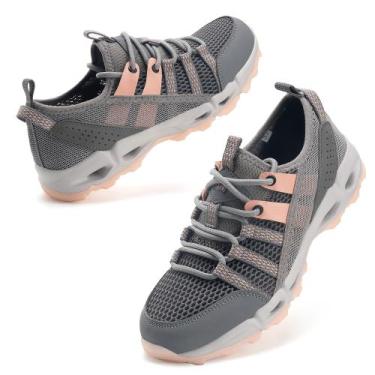 Imagem de Sapatos aquáticos de caminhada com zíper para mulheres Quick Dry Grey 