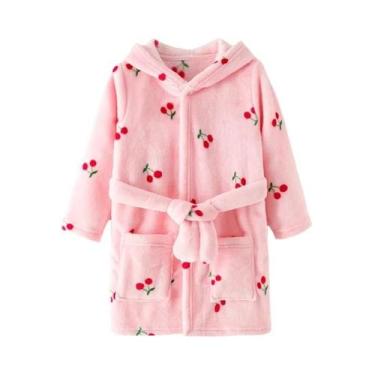 Imagem de Pijamas De Flanela Para Crianças, Robe Macio Com Capuz, Roupas De Dorm