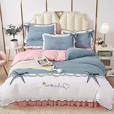 Imagem de Impresso Quatro Peças Simples Bordado Lençol Capa de Colcha Fronha Duplo com Queen Size Conjunto de Lençóis (Cor: G Tamanho: Duplo) (A Casal)