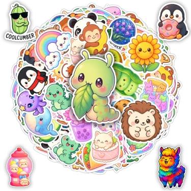 Imagem de BETANAS Pacote com 100 adesivos kawaii fofos de vinil à prova d'água adorável comida animal desenho animado decalque chapéu duro para-choque carro garrafa de água álbum de recortes laptop presente