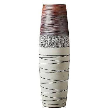 Imagem de Vaso de piso alto 31,4 polegadas/80 cm Vaso de cerâmica grande para decoração de casa, sala de estar, escritório, entrada, galhos e flores decorativos (23,5 x 80 cm)