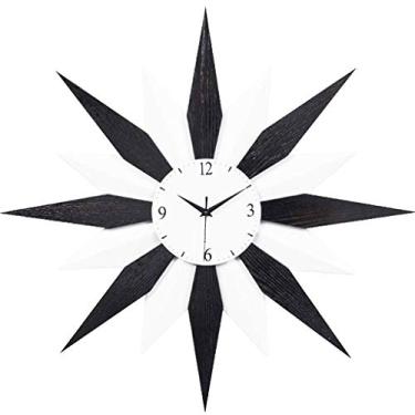 Imagem de U5GAAALPPQ9 Relógio de parede grande 3D moderno digital sem números, relógios internos 3D preto e branco relógios silenciosos personalizados para sala de estar