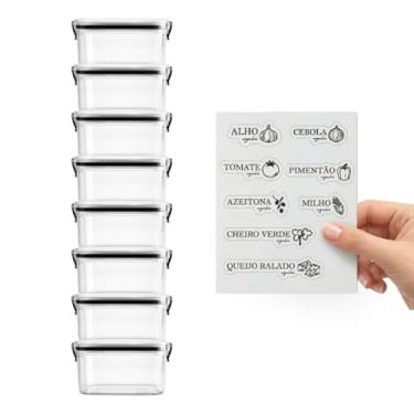 Imagem de Kits Porta-Alho e Porta-Cebola com Vedação Hermética, Pote Multiuso 460ml, Com Etiquetas, Porta Mantimentos com Click - Variações (8)