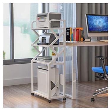 Imagem de Suporte de impressora de chão Suporte de impressora móvel multicamadas, para escritório, sala de estar, máquina de fax, suporte de scanner, suporte de armazenamento de arquivos (4 camadas) para casa