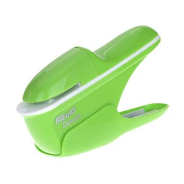 Imagem de RNXRZANK Grampeador Sem Grampos com Cabo Confortável, Ferramenta Manual Compacta para Encadernação de Papel, Portátil, com Mecanismo de Fixação Sem Grampos, em, Verde, Tamanho real