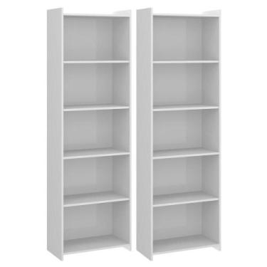 Imagem de Kit 2 Estantes Para Livros Multiuso Com 5 Prateleiras Menu Móveis Bran