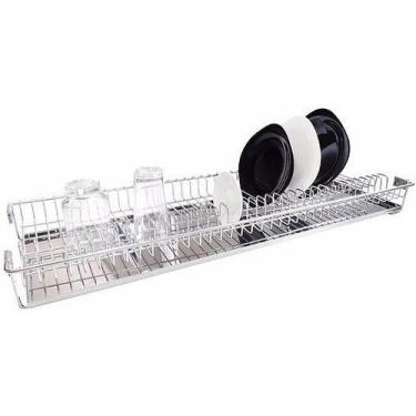 Imagem de Escorredor Pratos Embutir Fixo 87cm Bandeja Jomer Inox 3073, Inox