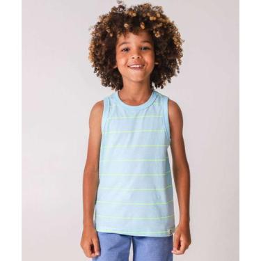 Imagem de Regata Infantil Listras Neon Marisa Tam 4 a 10 Azul-84054, Azul, 4