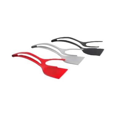 Imagem de Espátula De Silicone 2 Em 1 Com Clipe E Pinça Para Virar Ovos, Bifes E