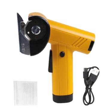 Imagem de Solinder Cortador de Tecido Elétrico, Faca Redonda Recarregável de 4,2 V, Máquina Corte Papel 4 Velocidades Com Luz LED e Display Bateria para Costura Artesanato Em (Amarela)