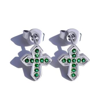 Imagem de BOOZIQ Brincos de cruz para mulheres e homens, brincos de cruz de ouro, brincos de zircônia cúbica, acessórios modernos, joias modernas, presente para mulheres, Large, Cobre, Sem pedra preciosa