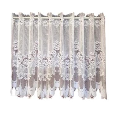 Imagem de Cortinas brancas de renda transparente com bordado floral, 1 peça, sala de jantar, cozinha, café, voile, valance, cortina curta, tratamento de janela, cortinas de porta