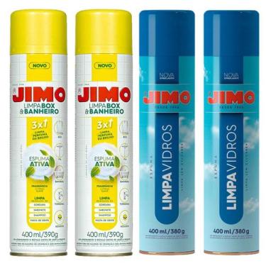 Imagem de Kit 2 Limpa Vidros + 2 Limpa Box e Banheiro Jimo 400ML