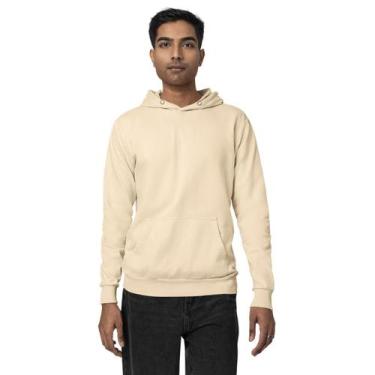 Imagem de Moletom Masculino Bolso Canguru Flanelado Liso Algodão - GR STORE, Beg