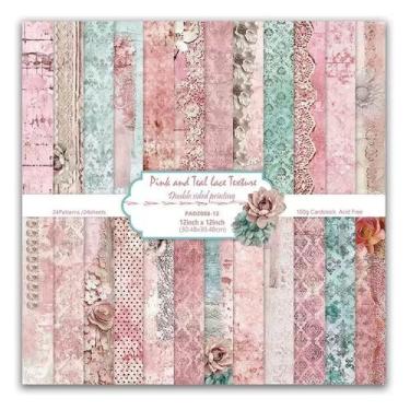 Imagem de Papel de scrapbook Kammo Vintage Flower Pattern 30,5 x 30,5 cm 24sh - 