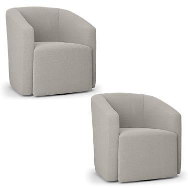 Imagem de Poltrona Sala de Estar Base Giratória Kit 2 Stella Max Bouclê Cinza D03 - D'Rossi