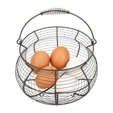 Imagem de Cesta de coleção de ovos | Organizador de arame de tecido vintage | com alça para ovos - para cozinha, piquenique, fazenda, jardim, colheita, Páscoa, Natal, frutas, legumes