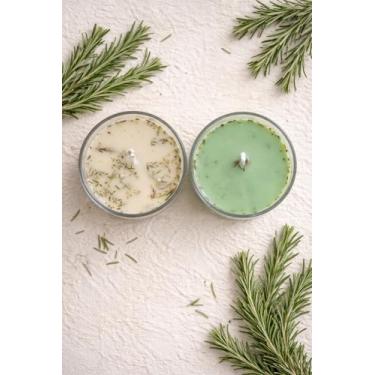 Imagem de Vela Aromática de Alecrim 120g – Feita à Mão – Cera 100% Vegetal