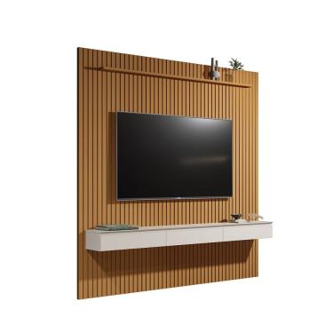 Imagem de Rack Painel Home Suspenso Colorado 2.30 Para Tvs Até 75 Polegadas Com Porta Arbo Cedro Com Off White