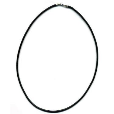 Imagem de Colar Couro Natural Grego Com Fecho E Terminais Prata de Lei 40 centím