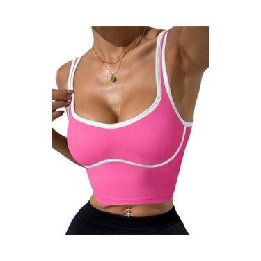 Imagem de Top Esportivo Feminino Sem Costura Com Bloco De Cores, Alta Elasticida