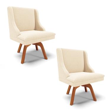 Imagem de Cadeira Sala de Jantar Giratória MM35 kit 2 Liz Bouclê Bege D03 - D'Rossi