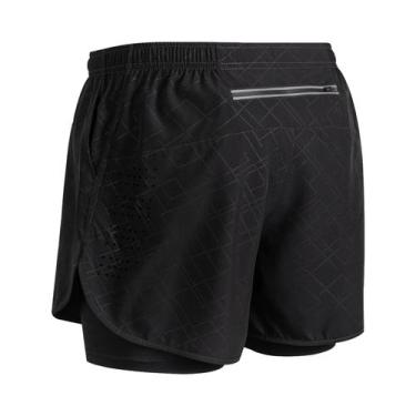 Imagem de Shorts Masculinos De Corrida De Secagem Rápida Pretos, Dupla Camada, P
