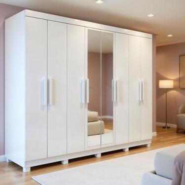 Imagem de Guarda-roupa 8 Portas 4 Gavetas com Espelho e com Pé Andara Soft - Móv
