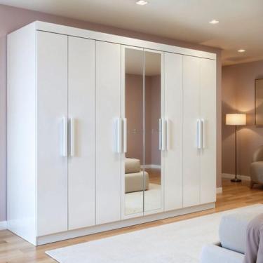 Imagem de Guarda-roupa 8 Portas 4 Gavetas com Espelho Andara Soft - Móveis Lopas