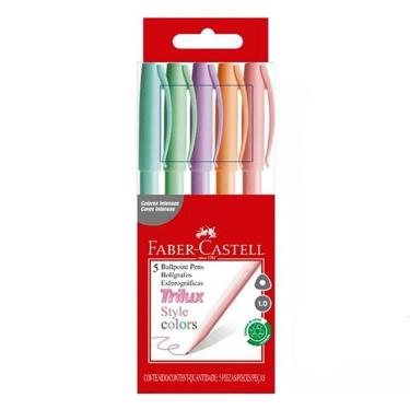 Imagem de Caneta Esferográfica Trilux Pastel 5 Cores - Faber Castell
