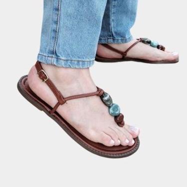 Imagem de Sandália Rasteira La Paz Tiras Pedras Confortável-Feminino
