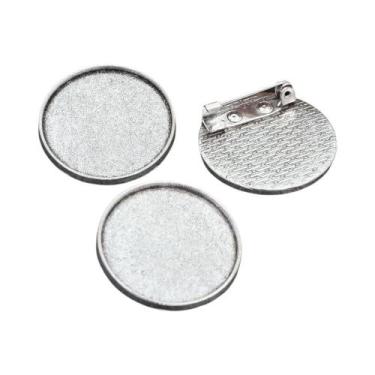 Imagem de Broche Antigo De Bronze Banhado a Prata Estilo Barroco Com Base Para C