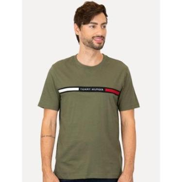 Imagem de Camiseta Tommy Hilfiger Masculina Chest Insert Logo Verde Militar-Masculino