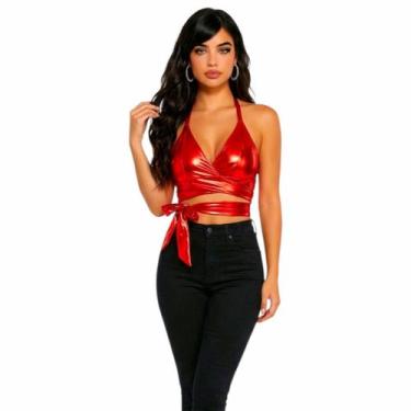 Imagem de Top Transpassado Metálico Carnaval Adulto - Genérico, G Dourado