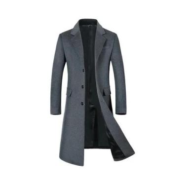 Imagem de Casaco De Lã Masculino Grosso Para Outono E Inverno, Trench Coat Longo