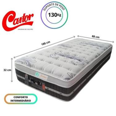 Imagem de Colchão Castor Solteiro Silver Star Tecnopedic One Face 88x188x32 - Li