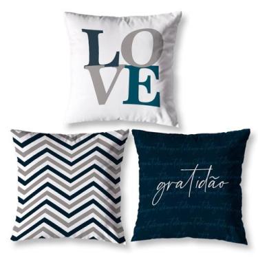 Imagem de Kit 3 Capa de Almofada 40cm x 40cm Decorativas Estampadas Digital Colo