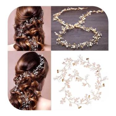 Imagem de Enfeite Arranjo Cabelo 50cm Noiva Debutante Fio Strass - Reis Acessóri