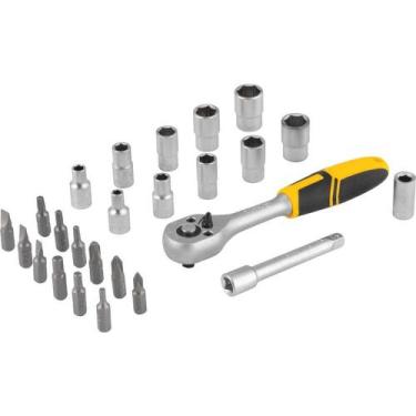 Imagem de Jogo de Soquetes e Ponteiras com Encaixe de 1/4", 4 mm a 13 mm, com 25