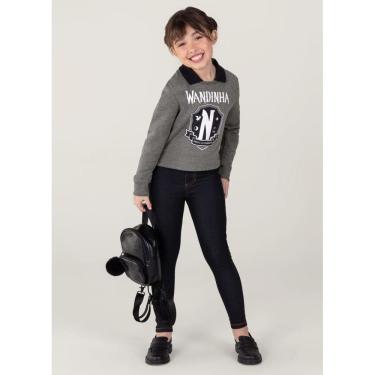 Imagem de Blusão Moletom Wandinha Infantil Menina Brandili Cinza