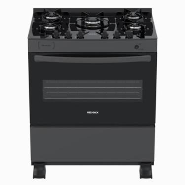 Imagem de Fogao 5 Bocas Venax Picasso Vitreo Grafite Gas Glp, Bivolt