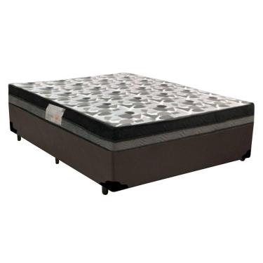 Imagem de Cama  Box Casal  Sintético +  Colchão Casal Ortobom Iso Dupla Face 60x138x188 marrom
