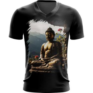 Imagem de Camiseta Gola V Estátua de Buda Iluminado Religião 9 - Kasubeck Store,