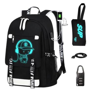 Imagem de Mochila de viagem para laptop ASXMA Luminous Pattern à prova d'água